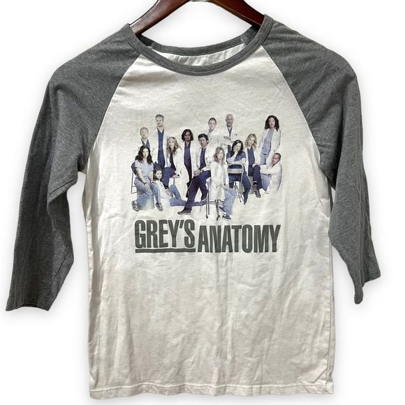 Greys Anatomy white with grey 3/4 sleeves size small - Picture 1 of 7